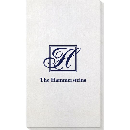 Pick Your Single Initial Monogram with Text Bamboo Luxe Guest Towels
